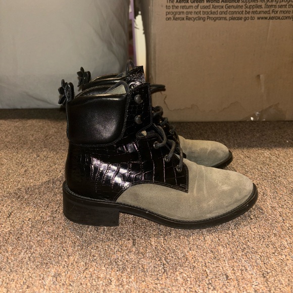 Green suede combat boots - Picture 4 of 13